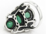 Green Emerald Sterling Silver 3-Stone Ring. 1.50ctw