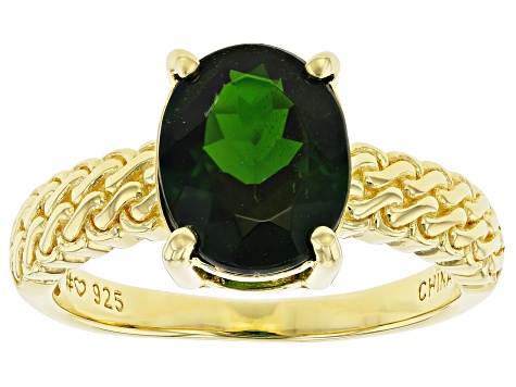 Green Chrome Diopside 18K Yellow Gold Over Sterling Silver Ring. 2.30ct