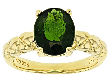 Picture of Green Chrome Diopside 18K Yellow Gold Over Sterling Silver Ring. 2.30ct