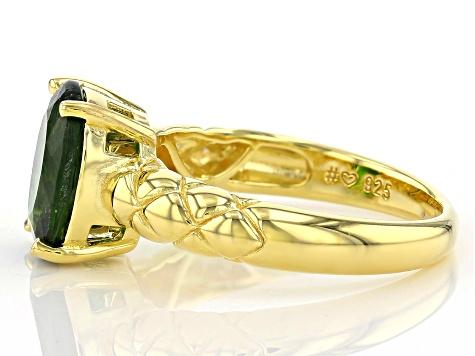 Green Chrome Diopside 18K Yellow Gold Over Sterling Silver Ring