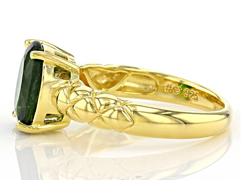 Green Chrome Diopside 18K Yellow Gold Over Sterling Silver Ring. 2.30ct