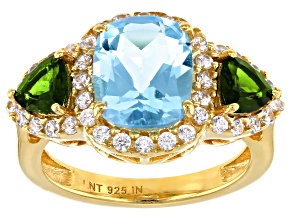 Sky Blue Topaz 18k Yellow Gold Over Silver Ring 4.70ctw