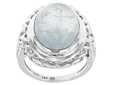 Blue Aquamarine Sterling Silver Solitaire Ring