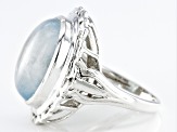 Blue Aquamarine Sterling Silver Solitaire Ring