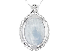 Blue Aquamarine Sterling Silver Pendant With Chain