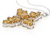 Citrine Rhodium Over Sterling Silver Pendant With Chain 13.32ctw