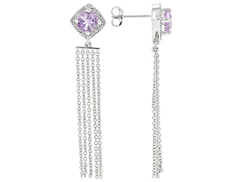 Lavender Amethyst Rhodium Over Sterling Silver Earrings 1.57ctw