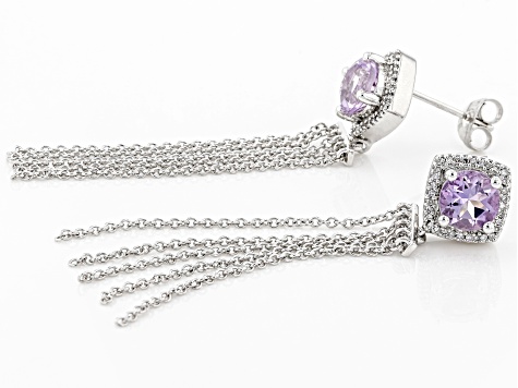 Lavender Amethyst Rhodium Over Sterling Silver Earrings 1.57ctw