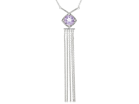 Lavender Amethyst Rhodium Over Silver Necklace 1.24ctw