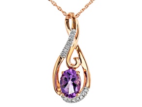 Purple Amethyst 10k Rose Gold Pendant With Chain 0.65ctw