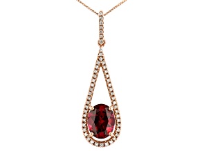 Red Garnet 10k Rose Gold Pendant With Chain 2.35ctw