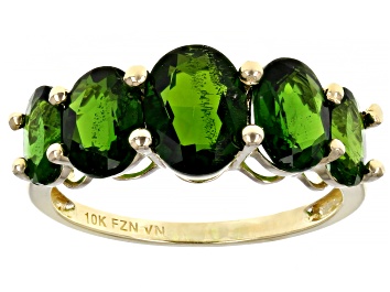 Picture of Green Chrome Diopside 10K Yellow Gold Graduated 5- Stone Ring. 3.75ctw