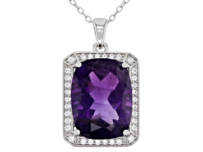 Purple Amethyst Rhodium Over Sterling Silver Pendant With Chain. 7.30ctw