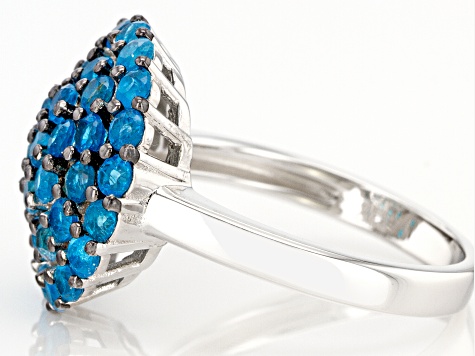 Blue Apatite Rhodium Over Sterling Silver Ring. 0.75ctw
