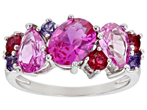Red Lab Created Ruby Rhodium Over Sterling Silver Ring 2.20ctw