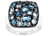 Blue Topaz Rhodium Over Sterling Silver Ring 2.47ctw
