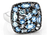 Blue Topaz Rhodium Over Sterling Silver Ring 2.47ctw