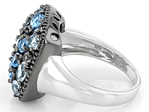Blue Topaz Rhodium Over Sterling Silver Ring 2.47ctw