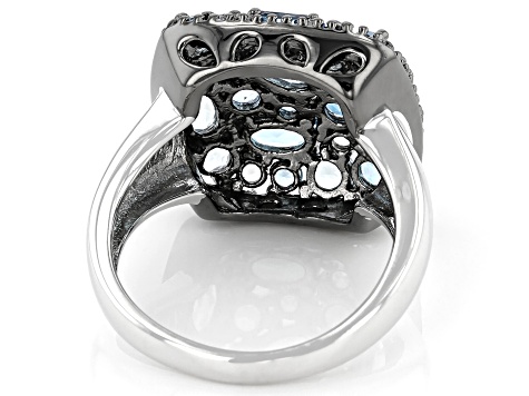 Blue Topaz Rhodium Over Sterling Silver Ring 2.47ctw