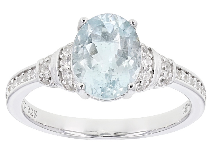 Blue Aquamarine Rhodium Over Sterling Silver Ring 1.92ctw