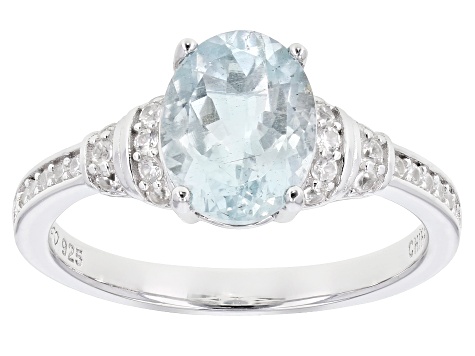 Aquamarine Rhodium Over Sterling Silver Ring 1.92ctw