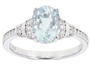 Blue Aquamarine Rhodium Over Sterling Silver Ring 1.92ctw
