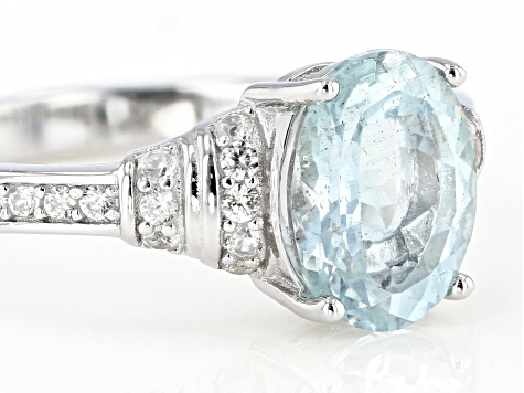 Blue Aquamarine Rhodium Over Sterling Silver Ring 1.92ctw
