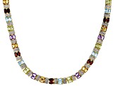 Swiss Blue Topaz 18k Yellow Gold Over Silver Two-Tone Necklace 15.53ctw