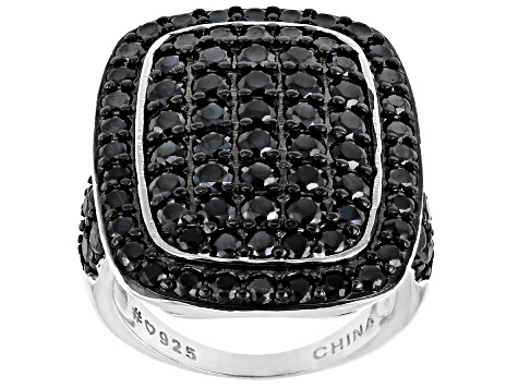 Black Spinel Rhodium Over Sterling Silver Ring 4.45ctw