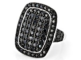 Black Spinel Rhodium Over Sterling Silver Ring 4.45ctw