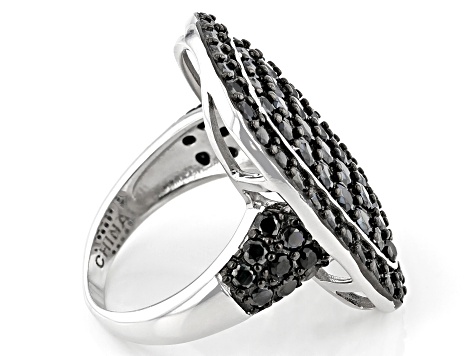 Black Spinel Rhodium Over Sterling Silver Ring 4.45ctw