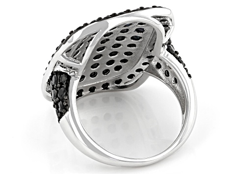 Black Spinel Rhodium Over Sterling Silver Ring 4.45ctw