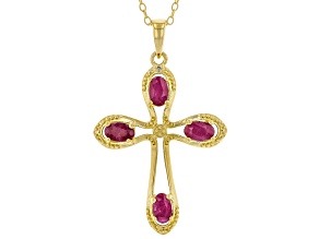 Red Ruby 18k Yellow Gold Over Sterling Silver Pendant With Chain 1.07ctw