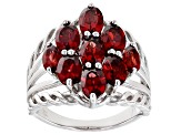Red Vermelho Garnet(TM) Rhodium Over Sterling Silver Ring 3.45ctw