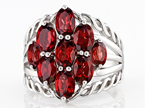 Red Vermelho Garnet(TM) Rhodium Over Sterling Silver Ring 3.45ctw