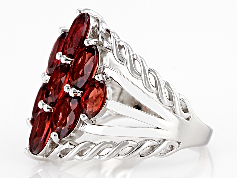Red Vermelho Garnet(TM) Rhodium Over Sterling Silver Ring 3.45ctw