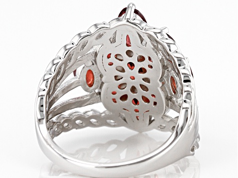 Red Vermelho Garnet(TM) Rhodium Over Sterling Silver Ring 3.45ctw