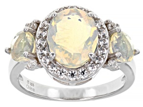 White Ethiopian Opal Rhodium Over Sterling Silver Ring 1.60ctw