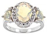 White Ethiopian Opal Rhodium Over Sterling Silver Ring 1.60ctw