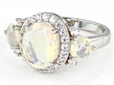 White Ethiopian Opal Rhodium Over Sterling Silver Ring 1.60ctw