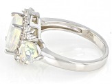 White Ethiopian Opal Rhodium Over Sterling Silver Ring 1.60ctw