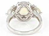 White Ethiopian Opal Rhodium Over Sterling Silver Ring 1.60ctw