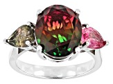 Bi-Color Quartz Doublet Rhodium Over Sterling Silver Ring 0.85ctw