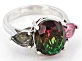 Bi-Color Quartz Doublet Rhodium Over Sterling Silver Ring 0.85ctw