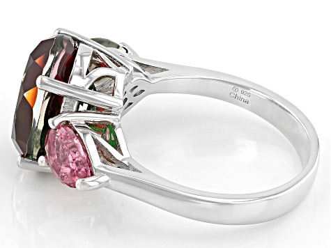 Bi-Color Quartz Doublet Rhodium Over Sterling Silver Ring 0.85ctw