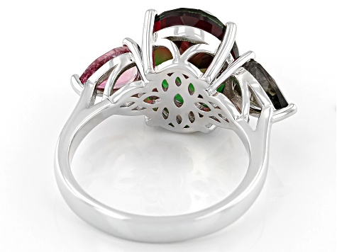 Bi-Color Quartz Doublet Rhodium Over Sterling Silver Ring 0.85ctw