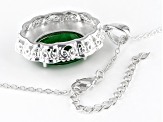 Green Color Quartz Doublet Rhodium Over Brass Sterling Silver With Chain