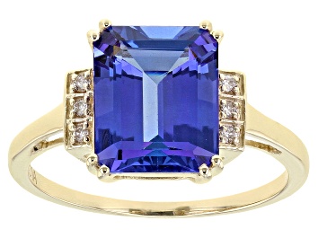 Picture of Blue Tanzanite 10k Yellow Gold Ring 3.20ctw