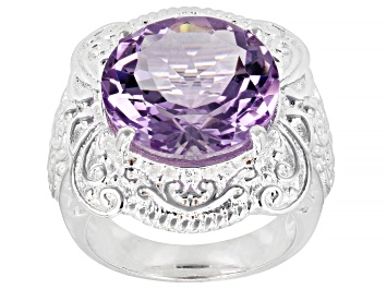 Picture of Purple Amethyst Sterling Silver Over Brass Solitaire  Ring 8.00ct