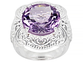Purple Amethyst Sterling Silver Over Brass Solitaire  Ring 8.00ct